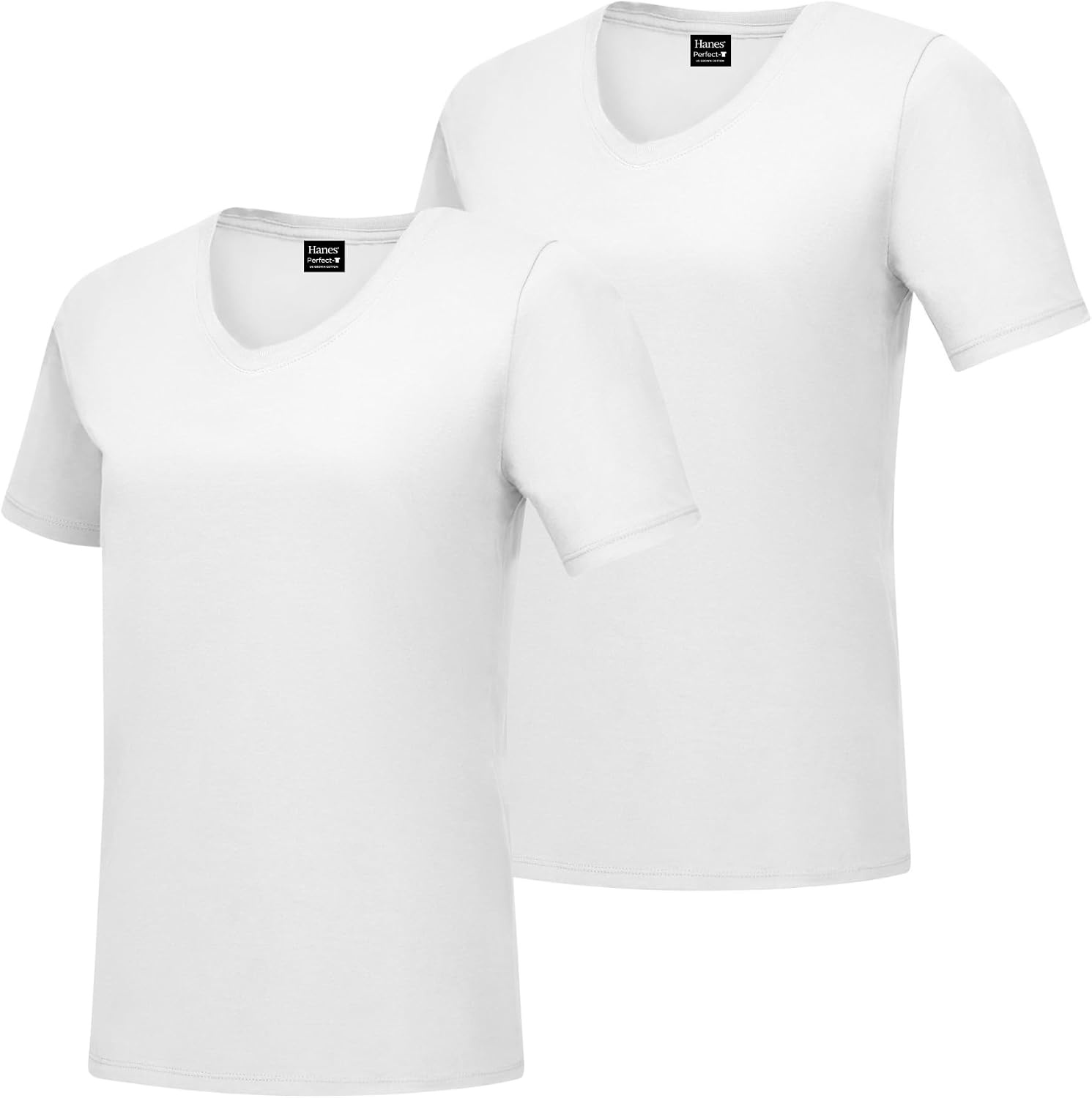 image:imageHanes Womens PerfectT Vneck Tshirt Cotton Short Sleeve Tee for Women 1 or 2PackWhite