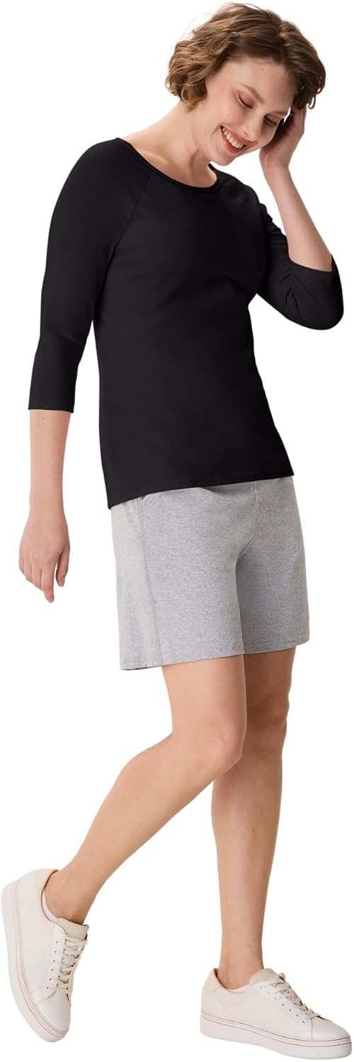image:imageHanes Womens Raglan Sleeve Stretch Cotton Crewneck TeeBlack