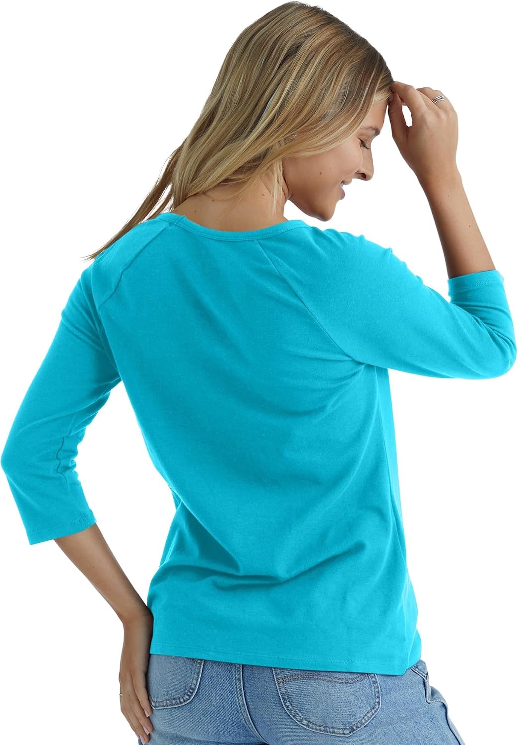 image:imageHanes Womens Raglan Sleeve Stretch Cotton Crewneck TeeFlying Turquoise