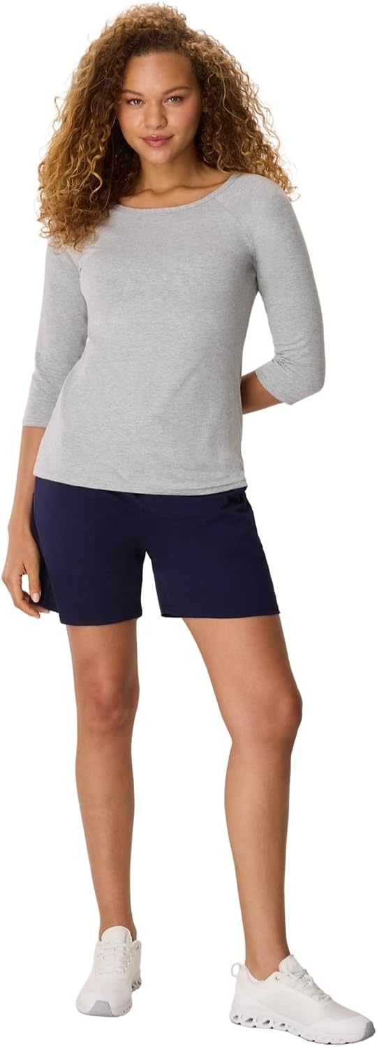 image:imageHanes Womens Raglan Sleeve Stretch Cotton Crewneck TeeGrey Heather