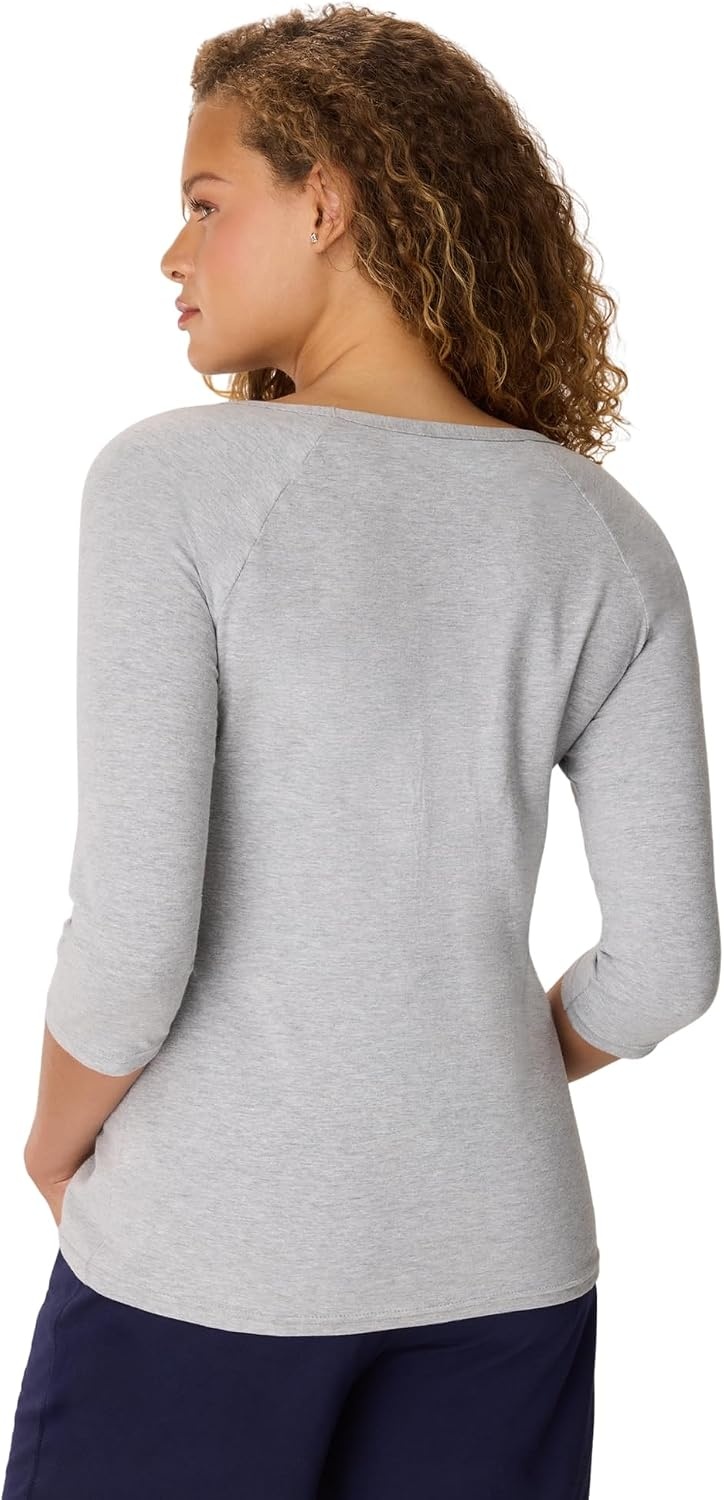 image:imageHanes Womens Raglan Sleeve Stretch Cotton Crewneck TeeGrey Heather