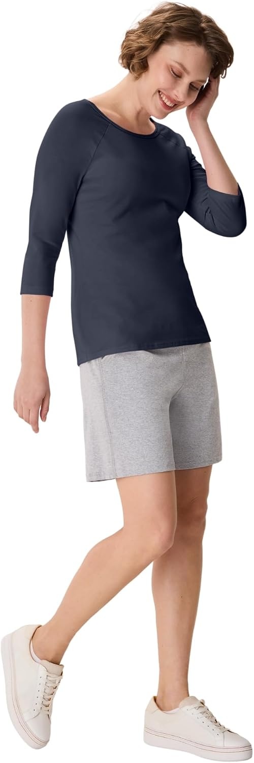 image:imageHanes Womens Raglan Sleeve Stretch Cotton Crewneck TeeNavy