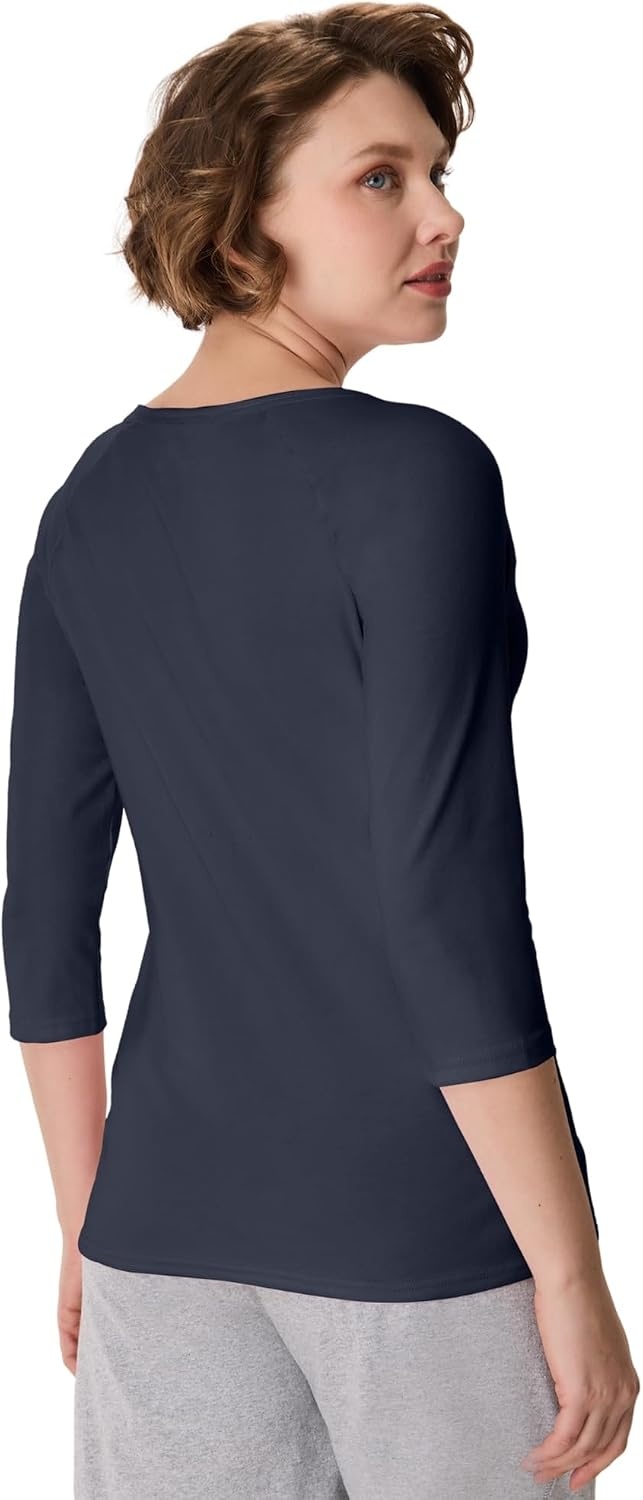 image:imageHanes Womens Raglan Sleeve Stretch Cotton Crewneck TeeNavy