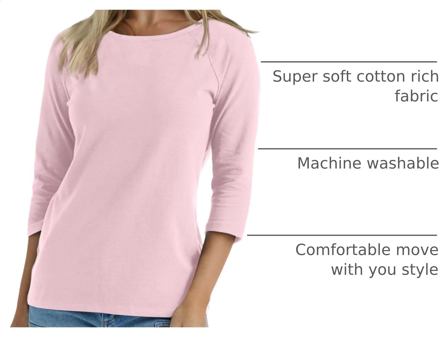 image:imageHanes Womens Raglan Sleeve Stretch Cotton Crewneck TeePaleo Pink