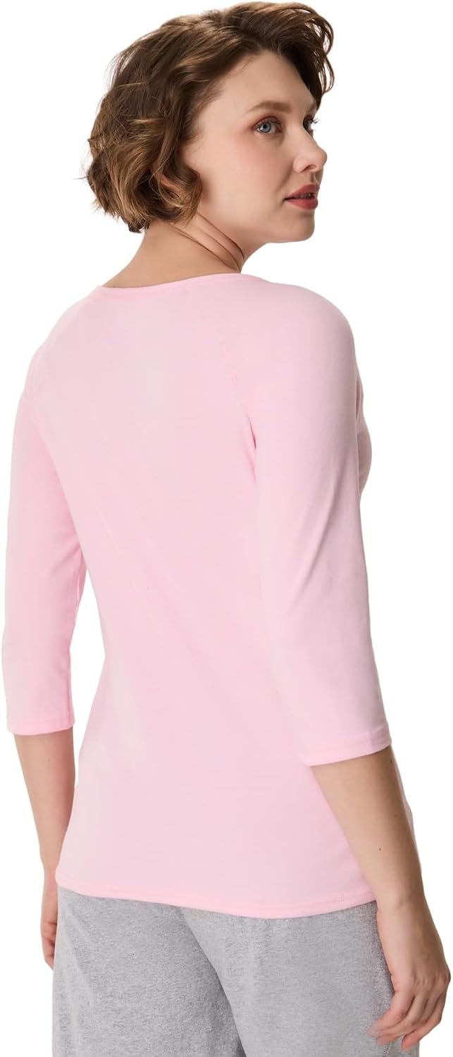 image:imageHanes Womens Raglan Sleeve Stretch Cotton Crewneck TeePaleo Pink