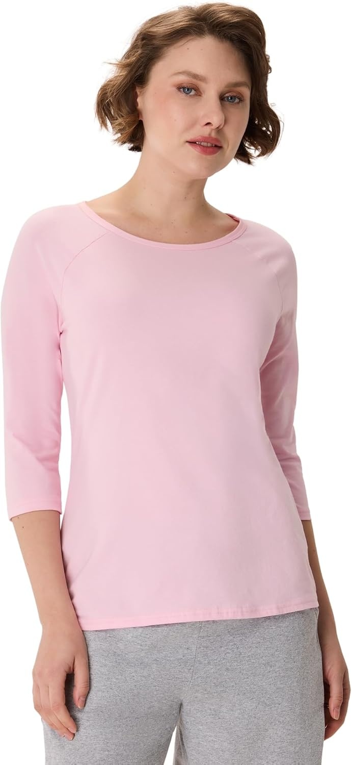 image:imageHanes Womens Raglan Sleeve Stretch Cotton Crewneck TeePaleo Pink
