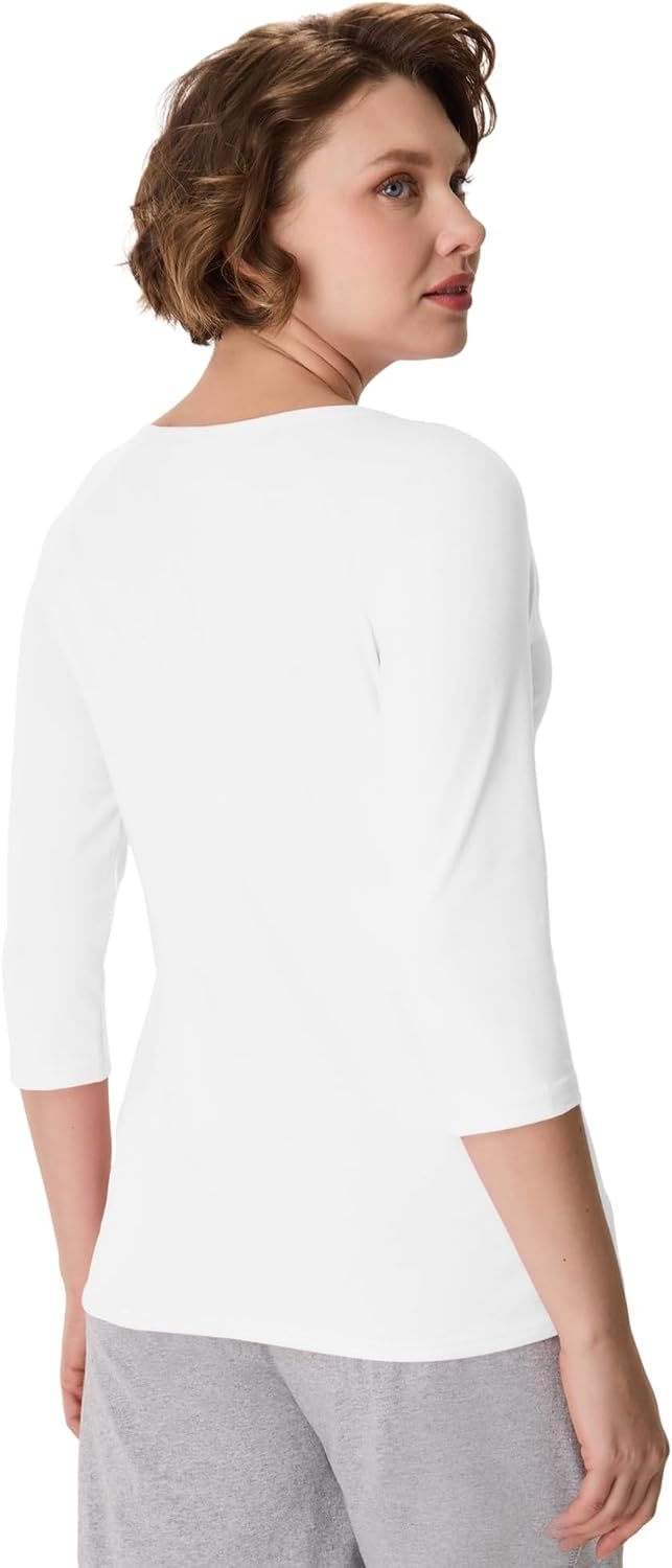 image:imageHanes Womens Raglan Sleeve Stretch Cotton Crewneck TeeWhite
