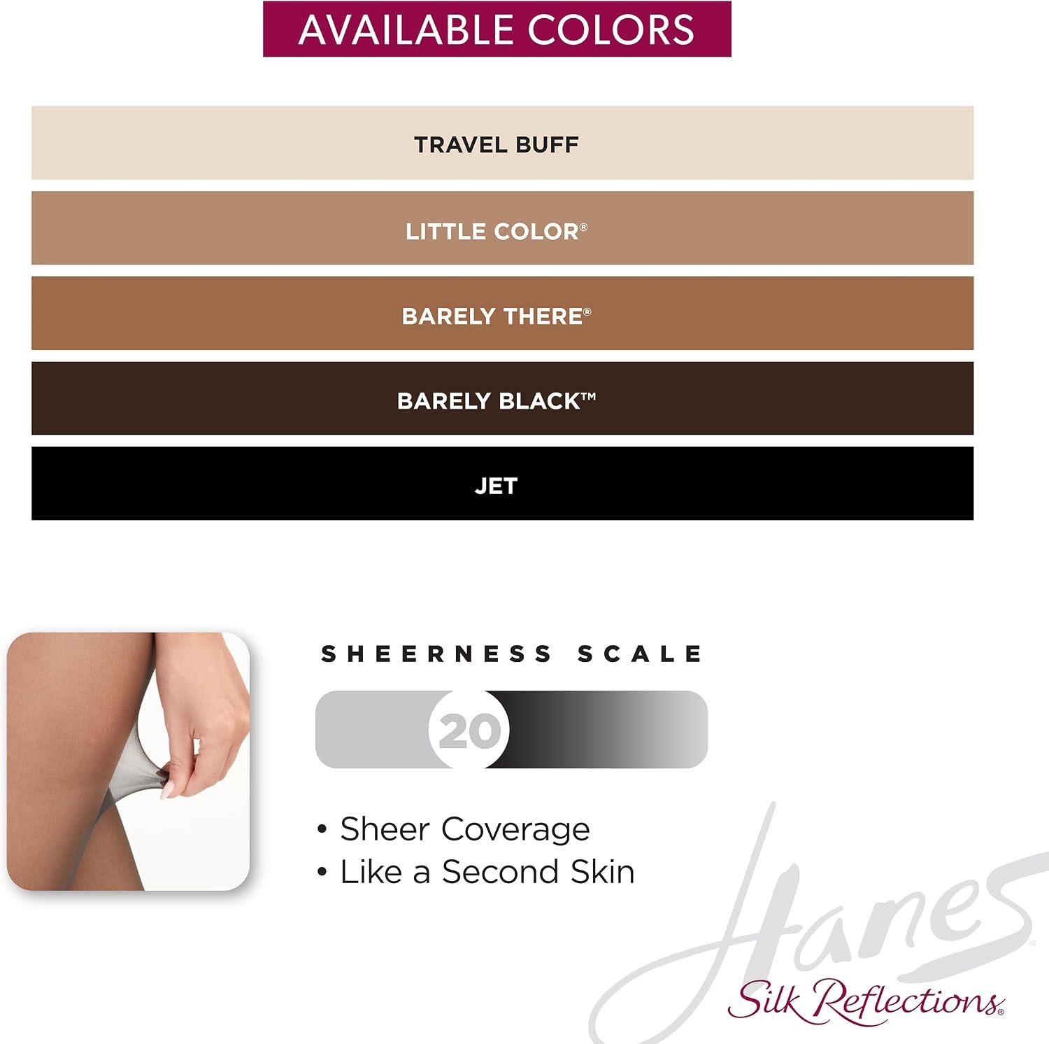 image:imageHanes Womens Silk Reflections LaceTop Sheer Toe Silky Sheer ThighHigh StockingsJet