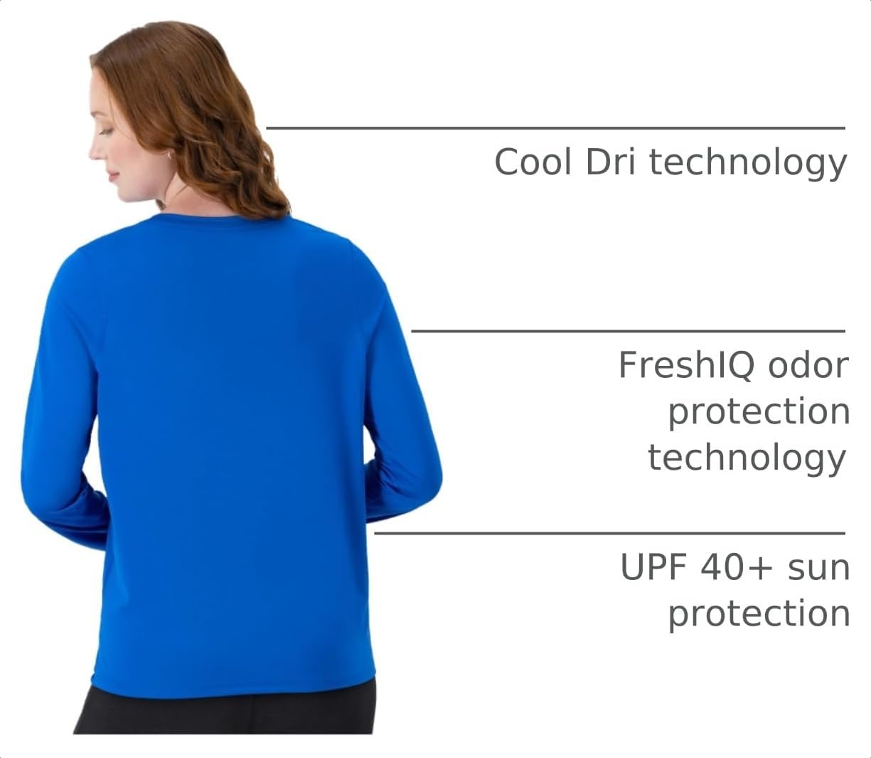 image:imageHanes Womens Sport Cool Dri Performance Long Sleeve TShirtAwesome Blue 1 Pack