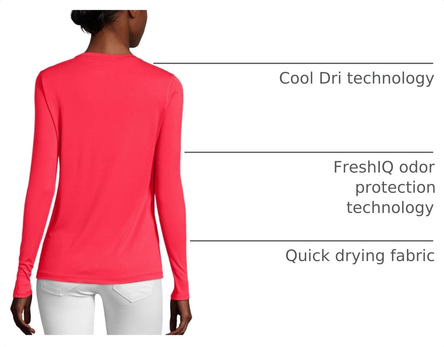image:imageHanes Womens Sport Cool Dri Performance Long Sleeve TShirtRazzle Pink