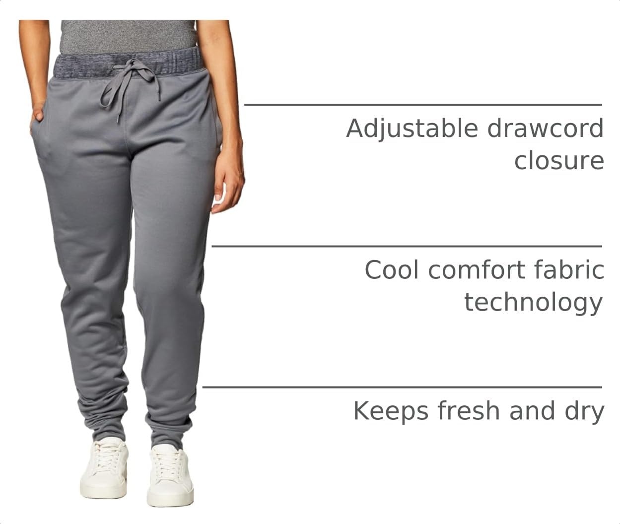 image:imageHanes Womens Sport Performance Fleece Jogger Pants with PocketsDada Grey SolidDada Grey Heather