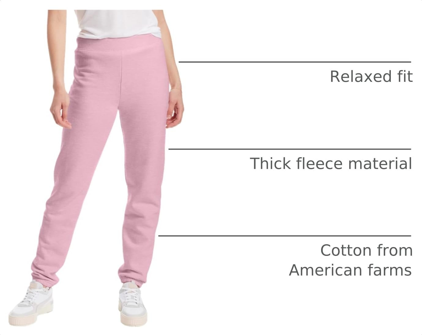 image:imageHanes Womens Sweatpants EcoSmart Fleece Joggers Pocketless Cinched Leg Sweatpants for Women 30Pale Pink