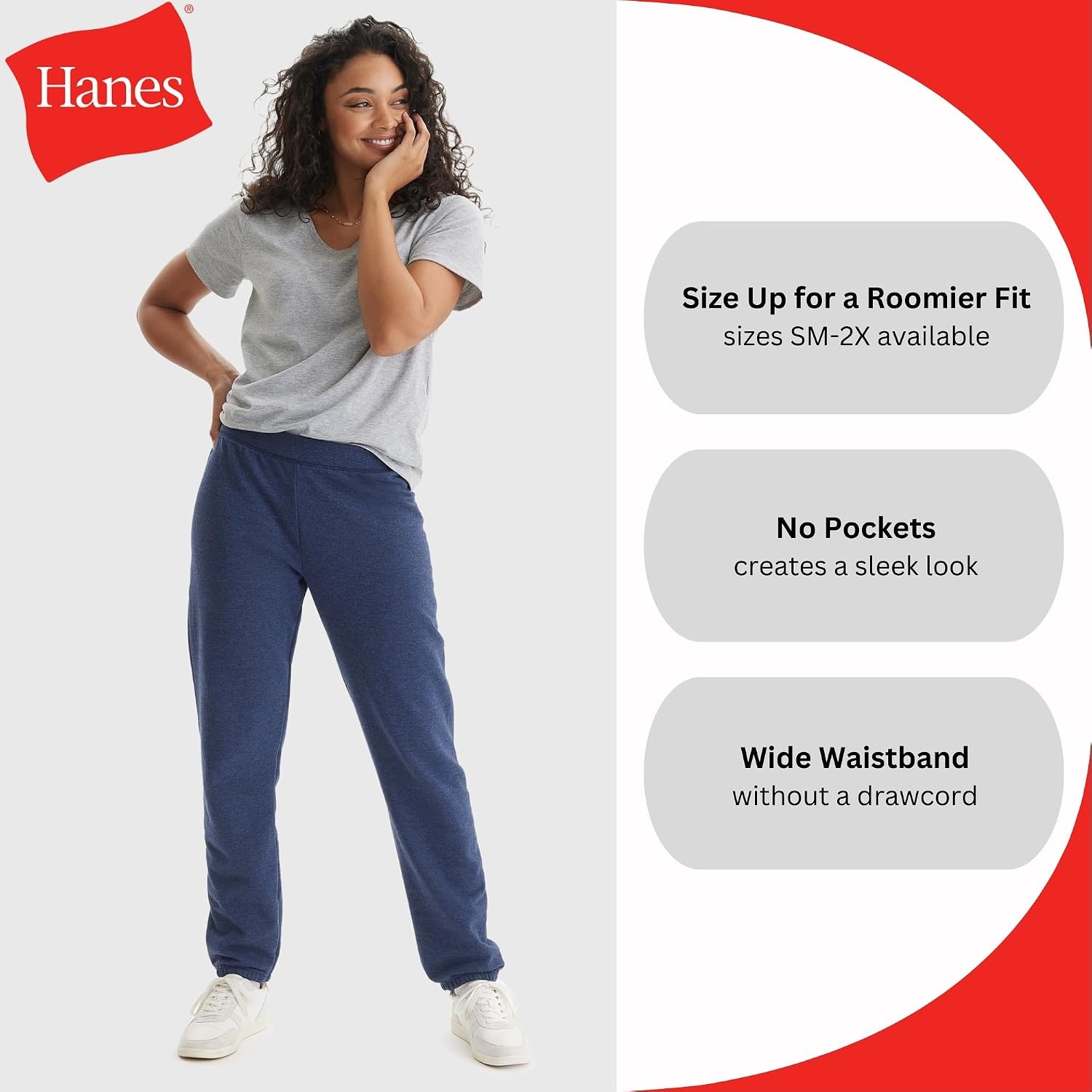 image:imageHanes Womens Sweatpants EcoSmart Fleece Joggers Pocketless Cinched Leg Sweatpants for Women 30Pale Pink