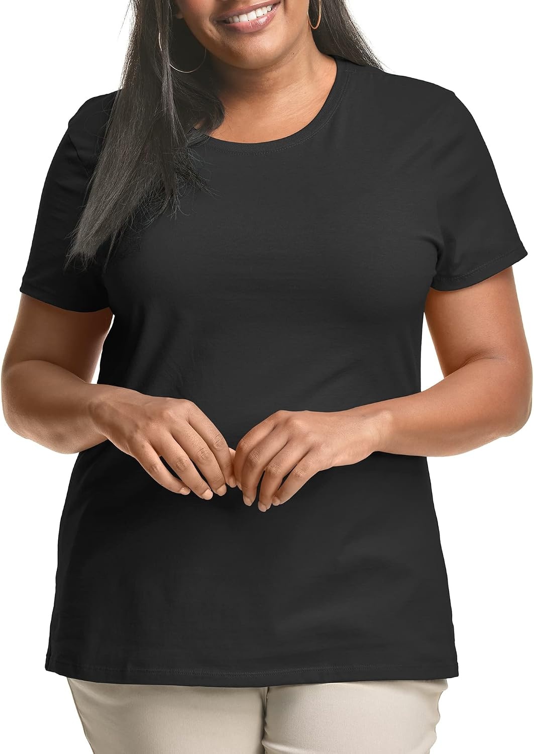 image:imageHanes Womens TShirt Just My Size Cotton Tee Plus Size TeeBlack