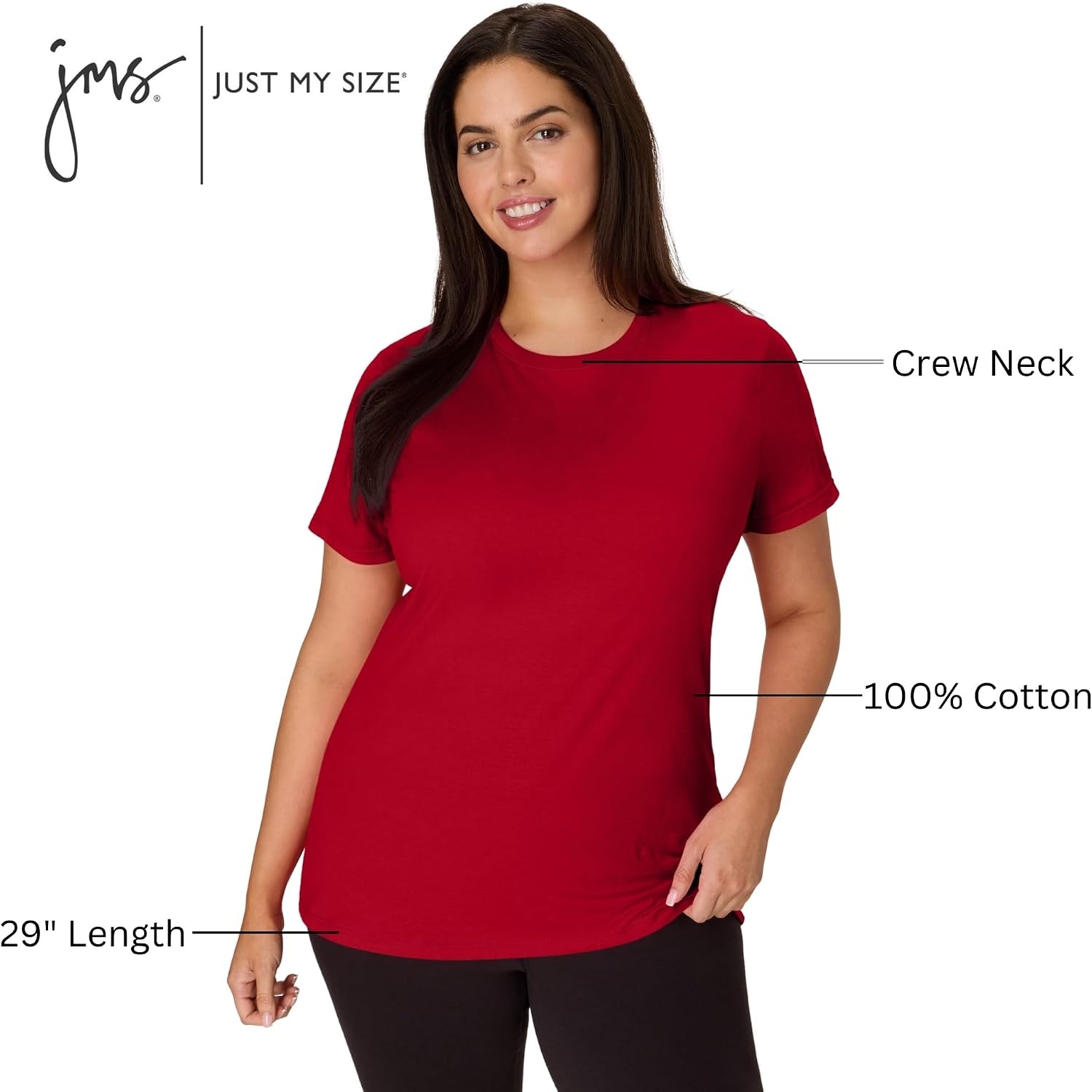 image:imageHanes Womens TShirt Just My Size Cotton Tee Plus Size TeeDeep Red