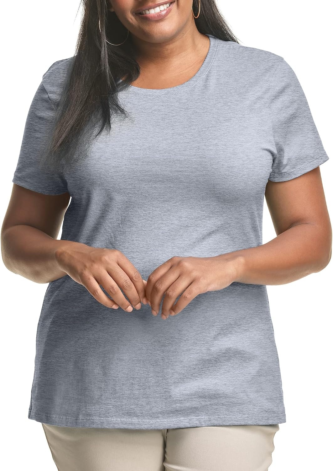 image:imageHanes Womens TShirt Just My Size Cotton Tee Plus Size TeeLight Steel