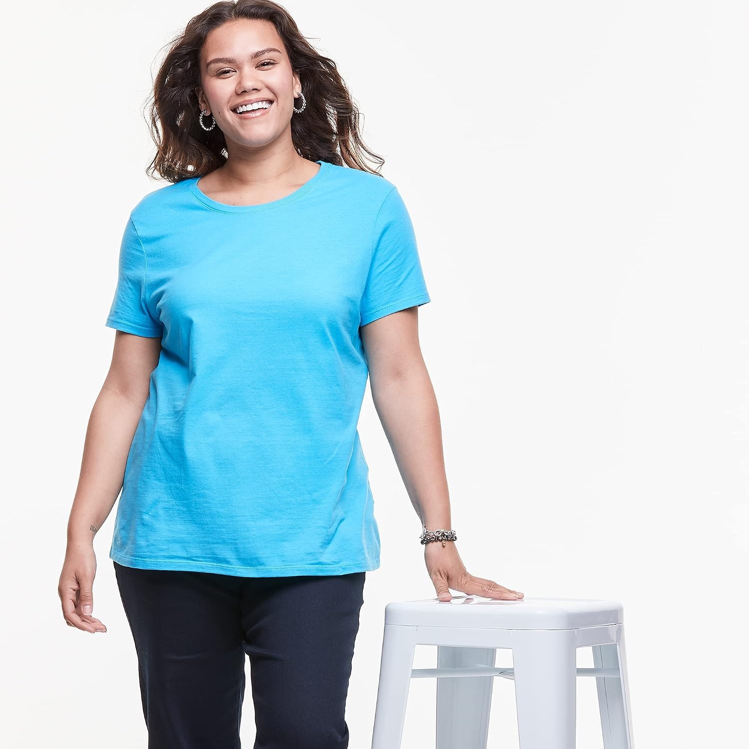 image:imageHanes Womens TShirt Just My Size Cotton Tee Plus Size TeeProcess Blue