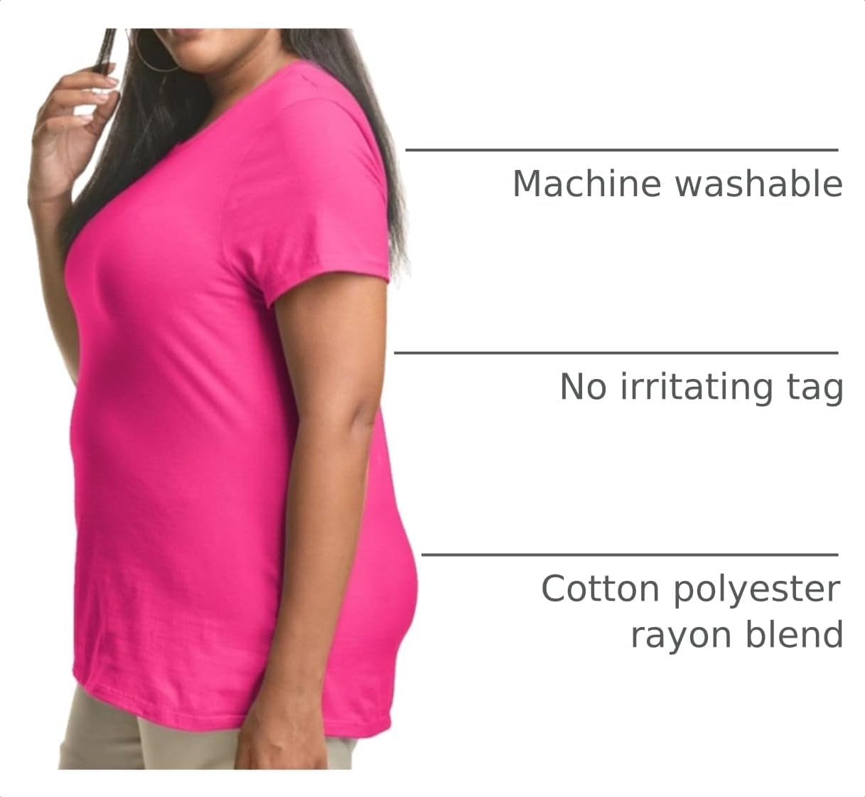 image:imageHanes Womens TShirt Just My Size Cotton Tee Plus Size TeeSizzling Pink