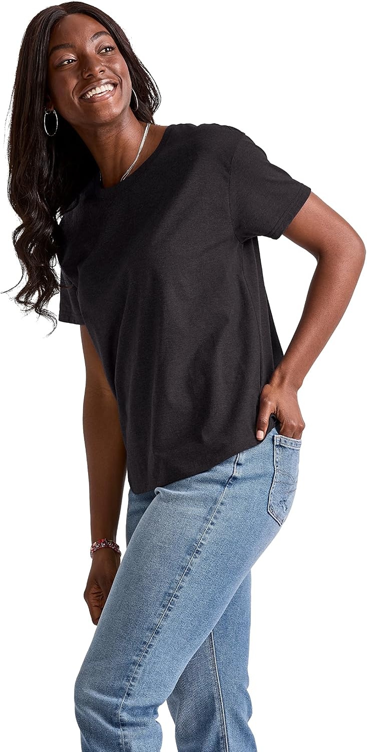 image:imageHanes Womens TriBlend Relaxed Fit TShirt Oversized Lightweight Tee Available in Plus SizeBlack