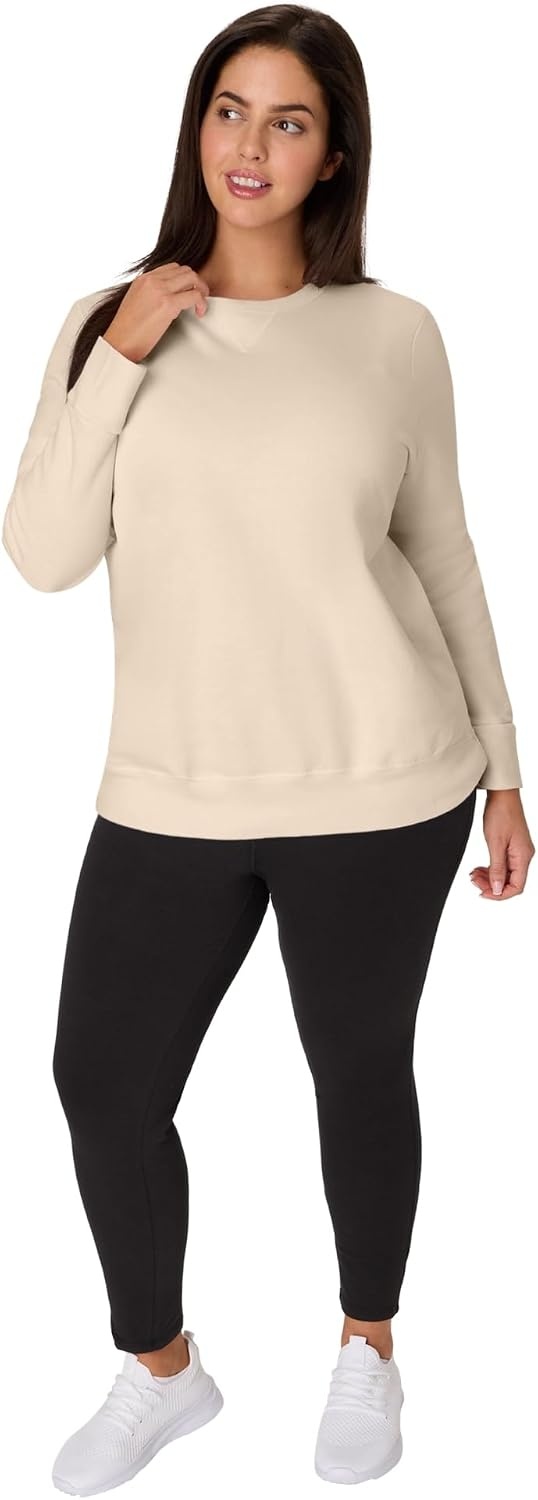 image:imageJUST MY SIZE Womens Plus Size Sweatshirt Ecosmart Fleece Pullover With VnotchChampagne Frost