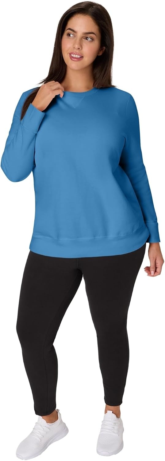 image:imageJUST MY SIZE Womens Plus Size Sweatshirt Ecosmart Fleece Pullover With VnotchDenim Blue