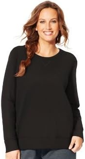 image:imageJUST MY SIZE Womens Plus Size Sweatshirt Ecosmart Fleece Pullover With VnotchEbony