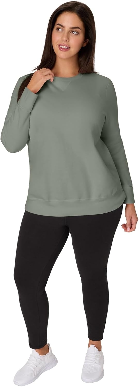 image:imageJUST MY SIZE Womens Plus Size Sweatshirt Ecosmart Fleece Pullover With VnotchStonewashed Green