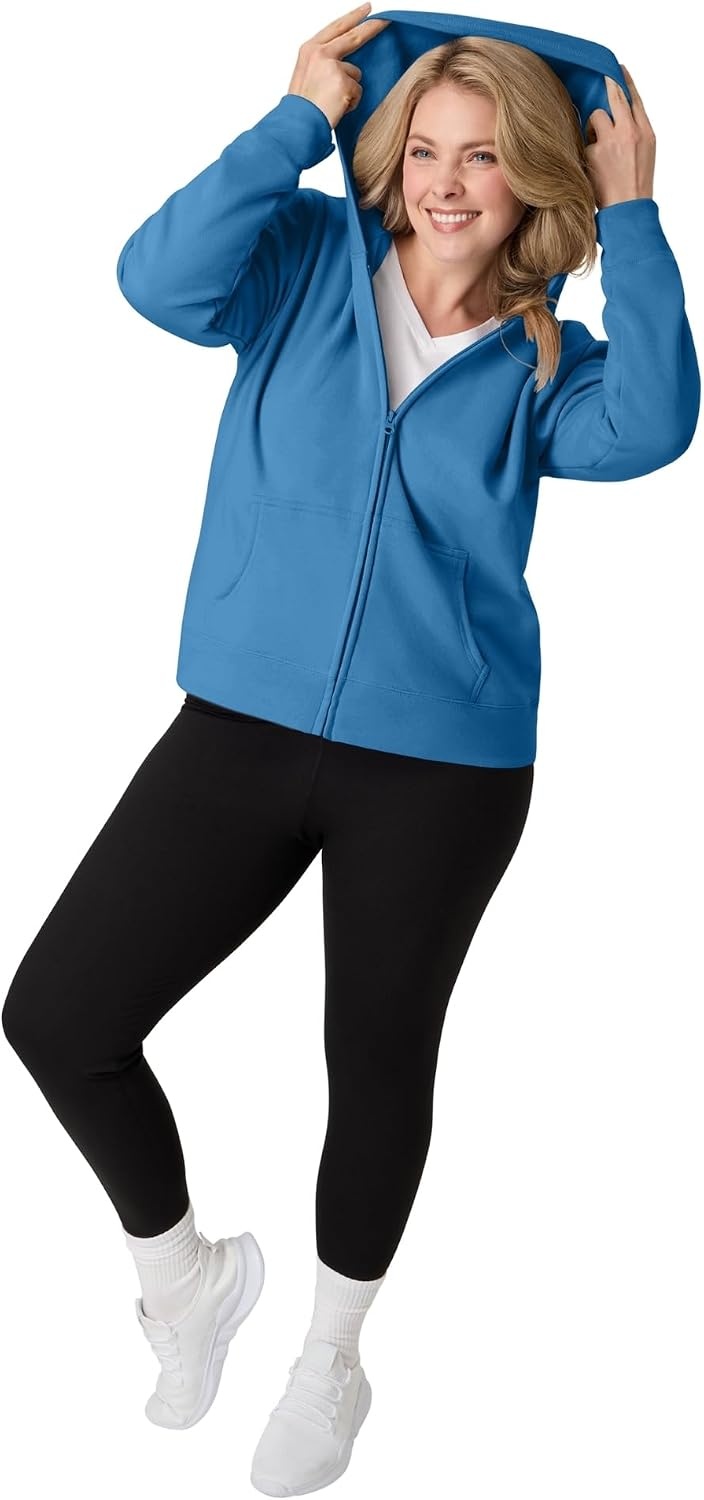 image:imageJUST MY SIZE womens Just My Size Zipup Fleece Womens Hoodie Ecosmart Hooded Sweatshirt Plus SizeDenim Blue