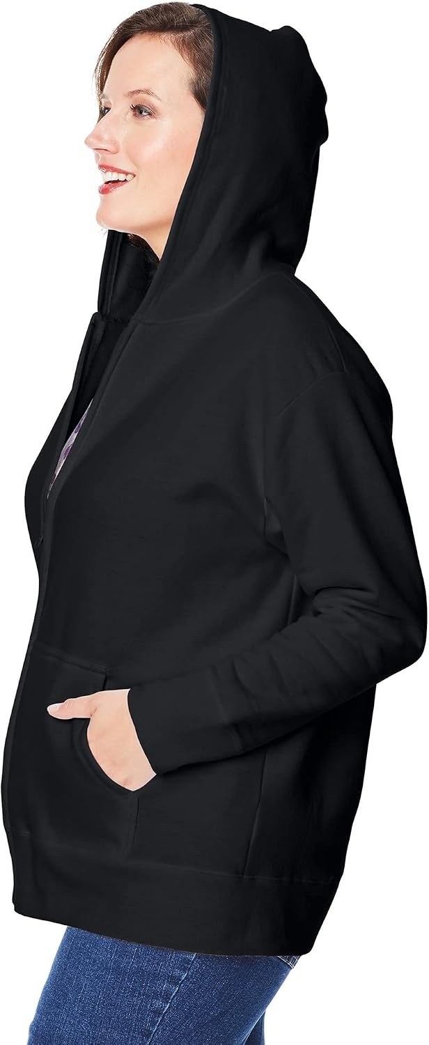 image:imageJUST MY SIZE womens Just My Size Zipup Fleece Womens Hoodie Ecosmart Hooded Sweatshirt Plus SizeEbony