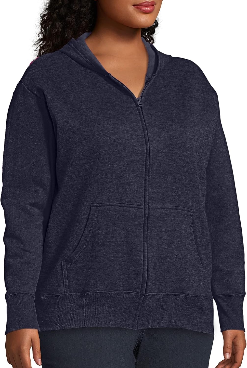 image:imageJUST MY SIZE womens Just My Size Zipup Fleece Womens Hoodie Ecosmart Hooded Sweatshirt Plus SizeNavy Heather