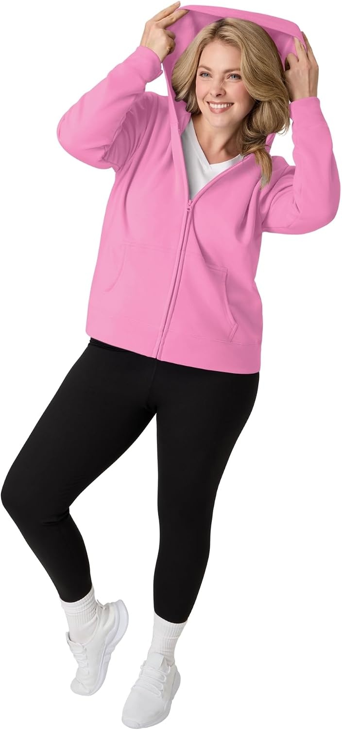 image:imageJUST MY SIZE womens Just My Size Zipup Fleece Womens Hoodie Ecosmart Hooded Sweatshirt Plus SizeSpirited Pink