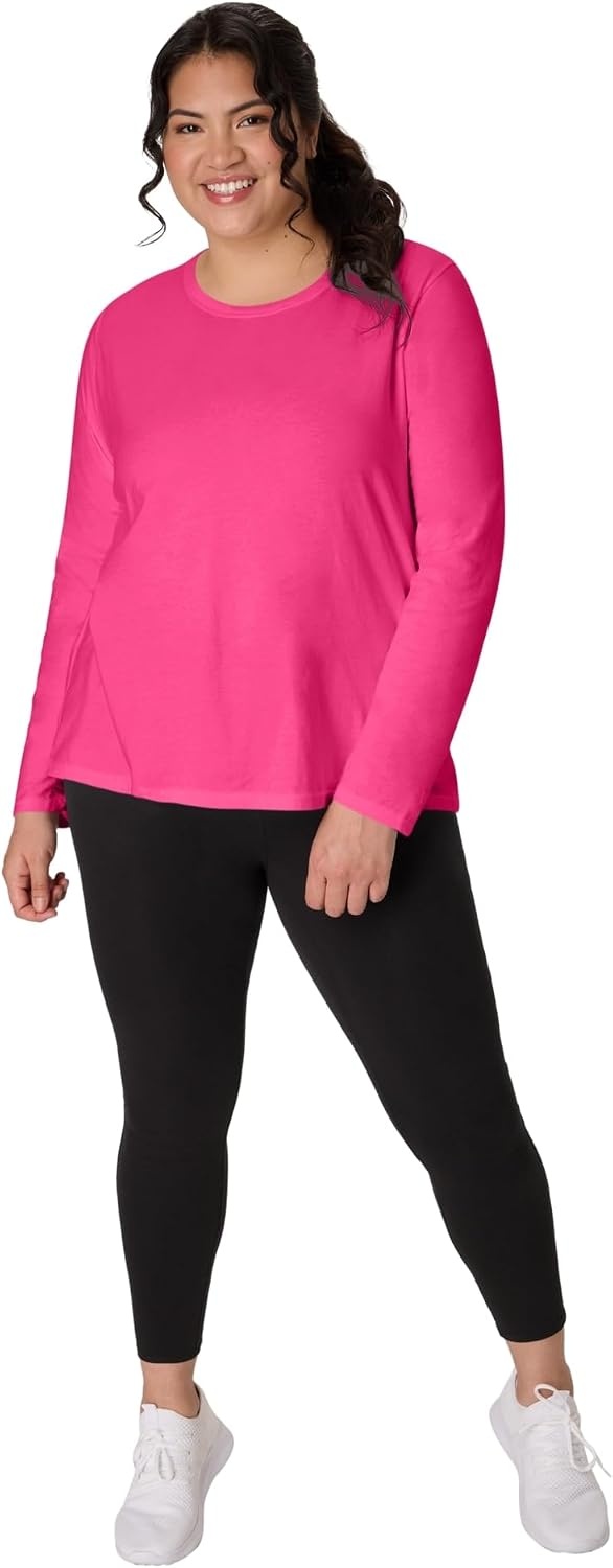 image:imageJUST My Size Womens Just My Size PlusSize Long Sleeve Cotton TShirt ScoopNeck TShirts for WomenAmaranth