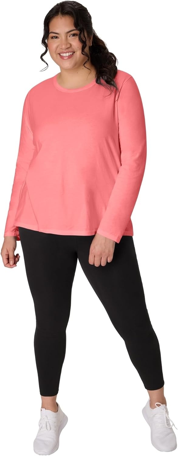 image:imageJUST My Size Womens Just My Size PlusSize Long Sleeve Cotton TShirt ScoopNeck TShirts for WomenBriny Pink