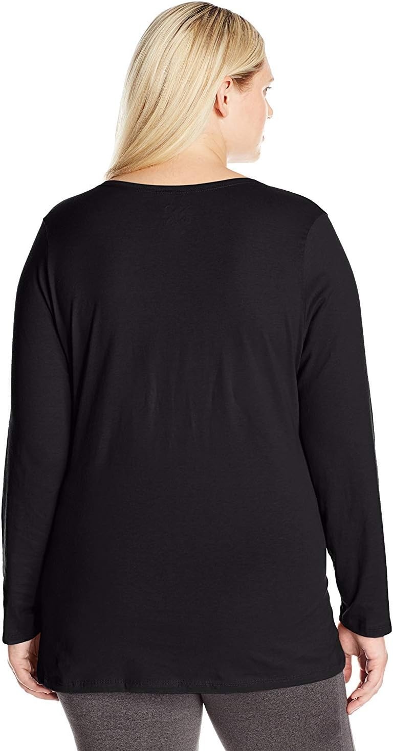 image:imageJUST My Size Womens Just My Size PlusSize Long Sleeve Cotton TShirt ScoopNeck TShirts for WomenEbony