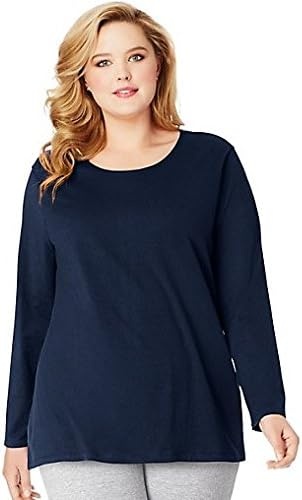 image:imageJUST My Size Womens Just My Size PlusSize Long Sleeve Cotton TShirt ScoopNeck TShirts for WomenNavy