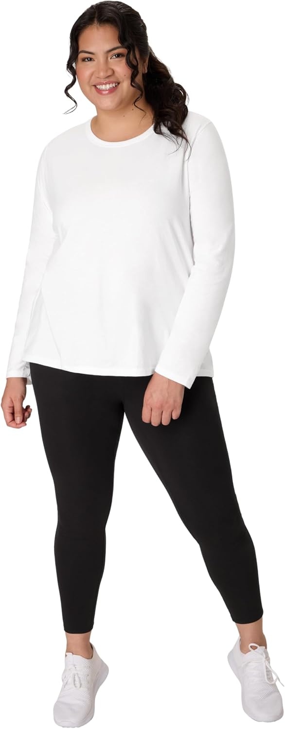 image:imageJUST My Size Womens Just My Size PlusSize Long Sleeve Cotton TShirt ScoopNeck TShirts for WomenWhite