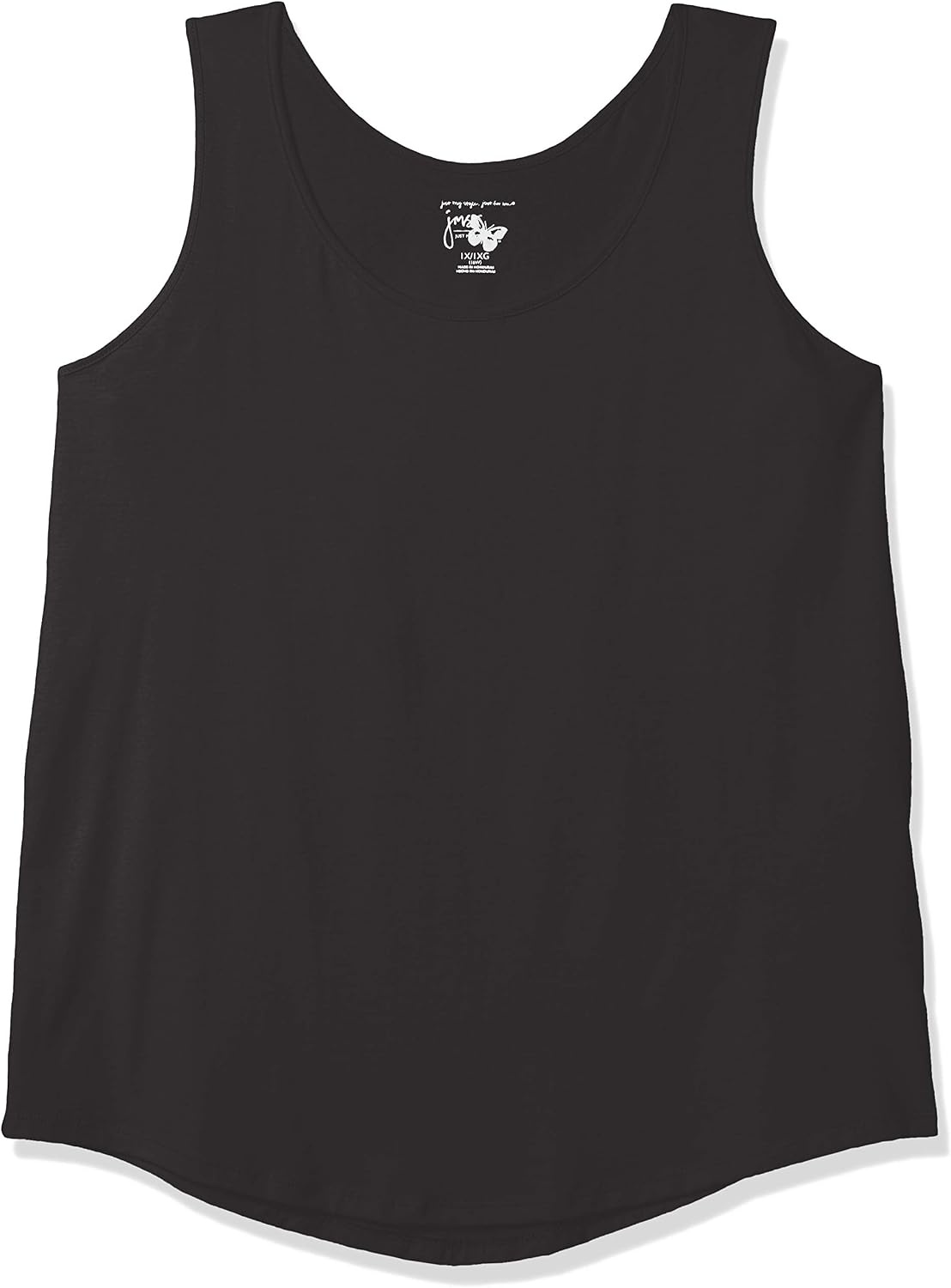 image:imageJUST My Size Womens Just My Size Womens Size Cotton Jersey Shirttail Tank Top Plus Sleeveless ShirtsBlack