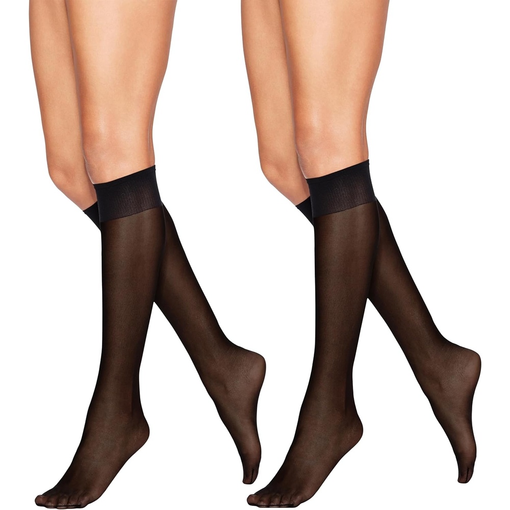 image:imageHanes Alive Womens Full Support Sheer Toe Knee High StockingsJet