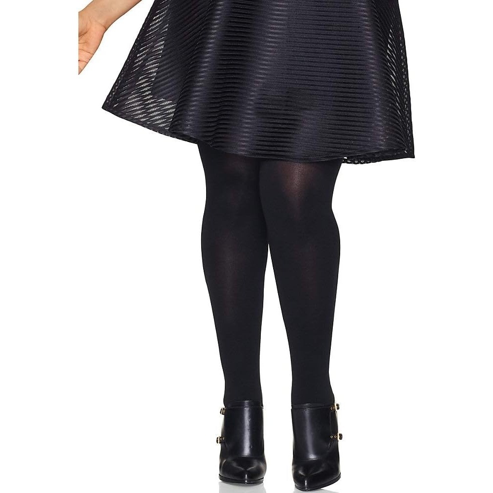 image:imageHanes Curves Womens Plus Size Blackout Tights Same to Waist Sheer Toe Moisture Wicking BlackBlack