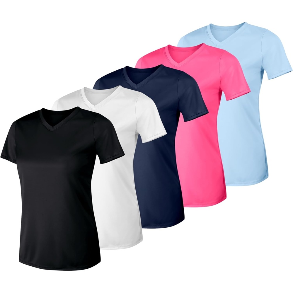 image:imageHanes Womens Athletic TShirt Cool DRI VNeck Performance TeeBlkWhtNvyPnkBl