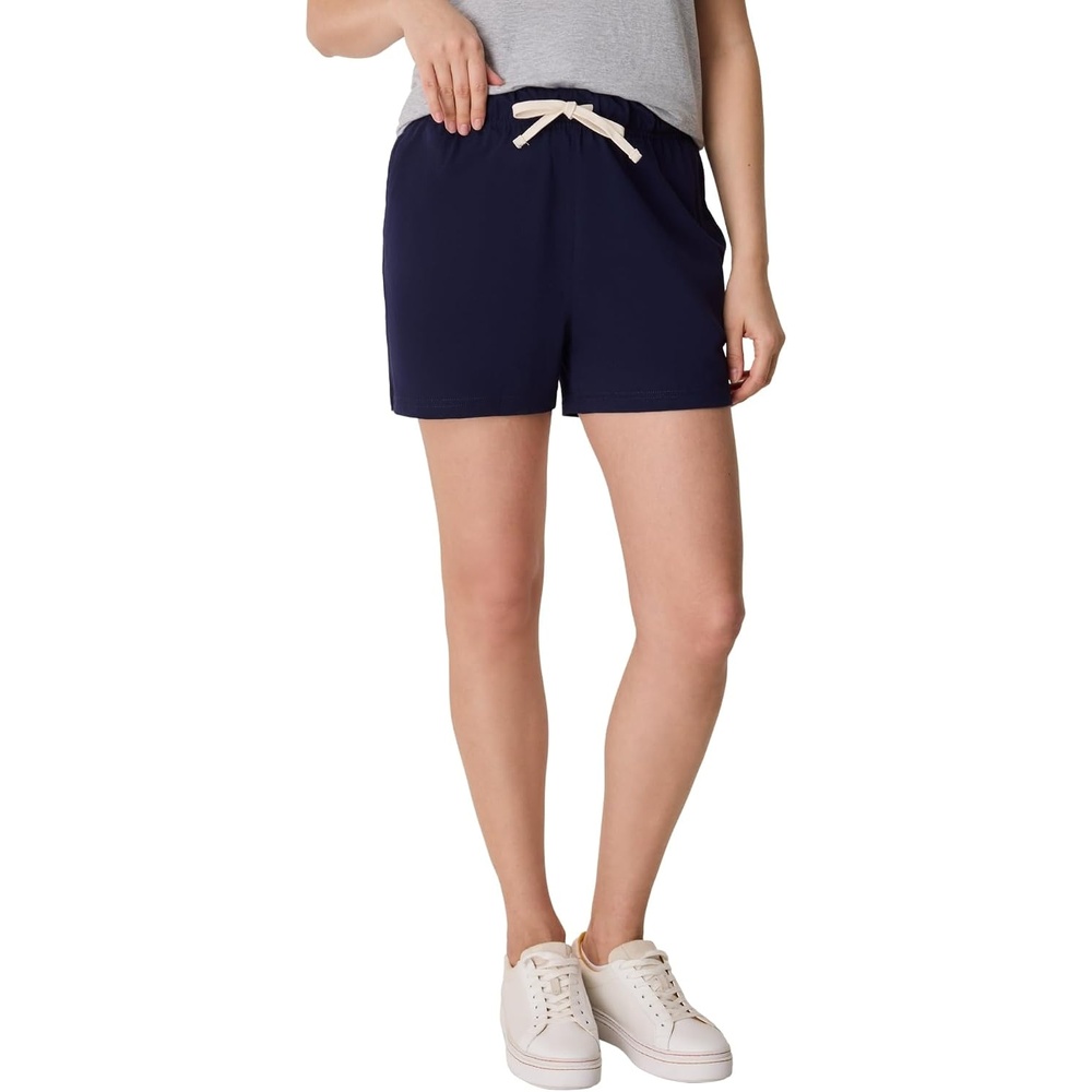 image:imageHanes Womens Essential Drawstring Shorts Cotton Shorts for Women Adjustable ShortsAthletic Navy