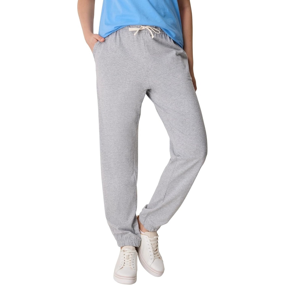 image:imageHanes Womens Essentials Cotton Joggers Jersey Drawstring Pants for WomenLight Steel