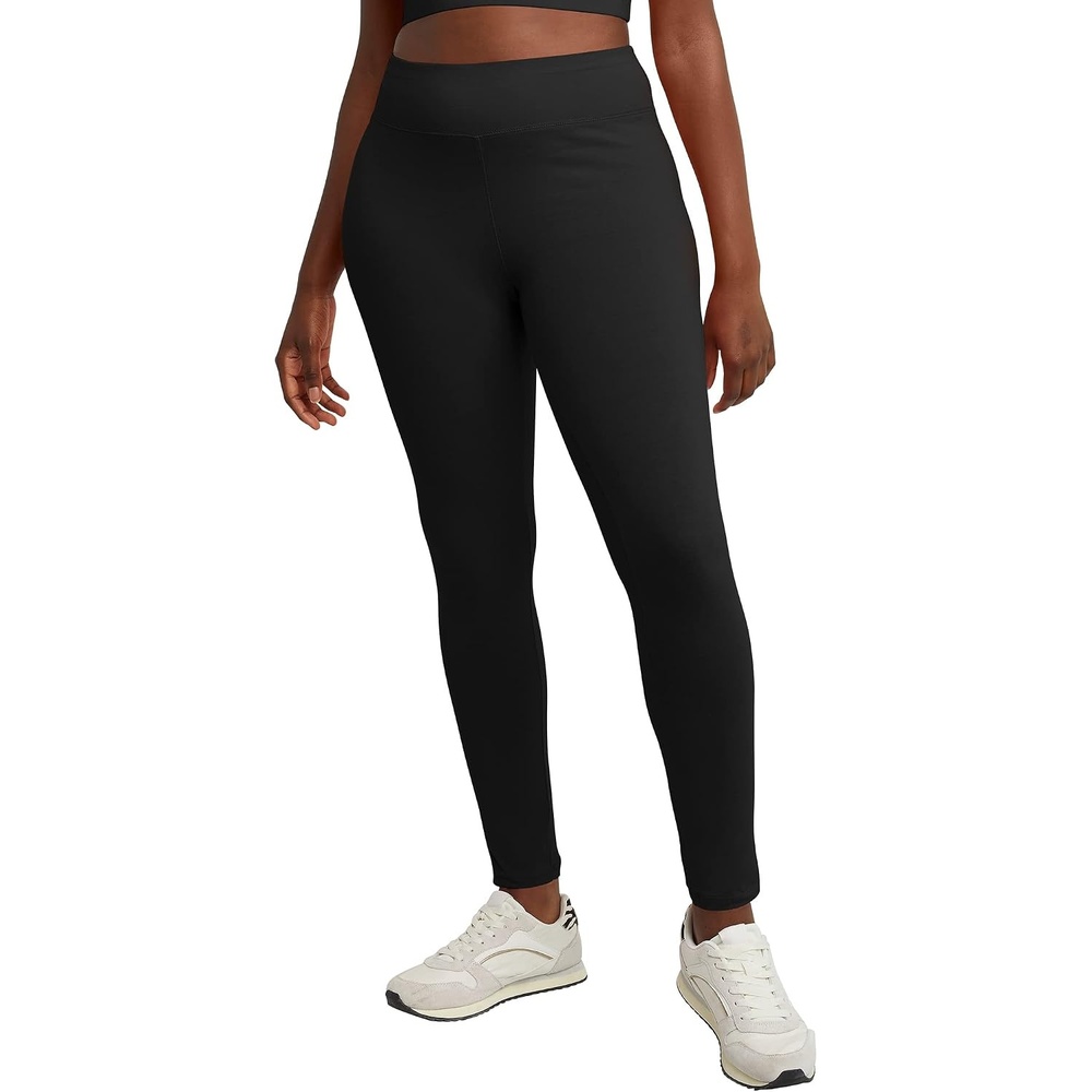 image:imageHanes Womens Leggings AnkleLength Leggings for Women Stretch CottonSpandex Leggings High Waist 27Black