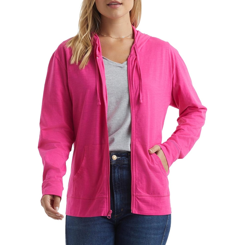 image:imageHanes Womens Lightweight Full Zip Hoodie Textured Cotton Zip Up TShirt HoodieAmaranth
