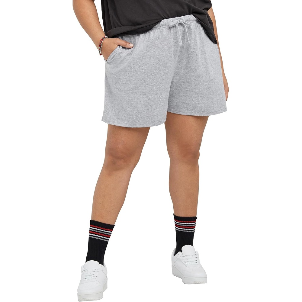 image:imageHanes Womens Originals Shorts Cotton Jersey Shorts Gym Shorts for Women 25 PlusLight Steel