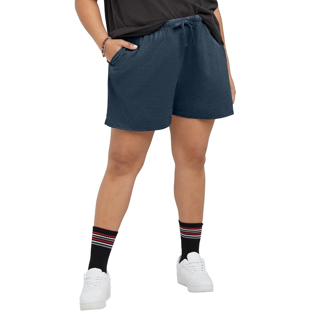 image:imageHanes Womens Originals Shorts Cotton Jersey Shorts Gym Shorts for Women 25 PlusTrekking Grey
