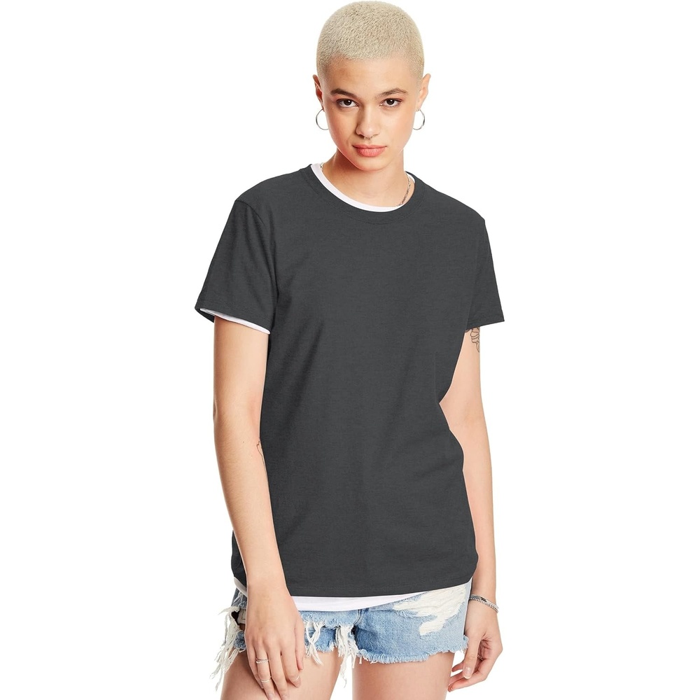 image:imageHanes Womens PerfectT Crewneck TShirt Lightweight Cotton Short Sleeve Tee for WomenCharcoal Heather