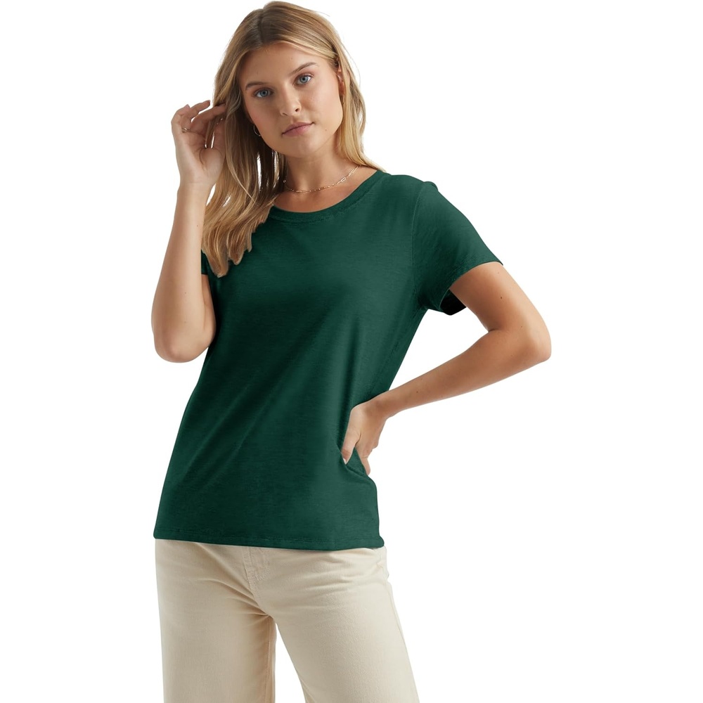 image:imageHanes Womens PerfectT Crewneck TShirt Lightweight Cotton Short Sleeve Tee for WomenDeep Forest