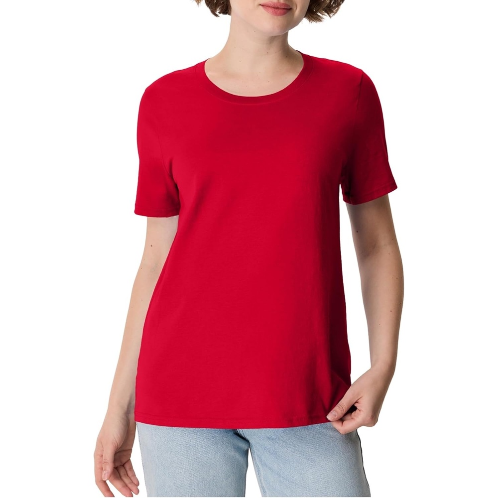 image:imageHanes Womens PerfectT Crewneck TShirt Lightweight Cotton Short Sleeve Tee for WomenDeep Red