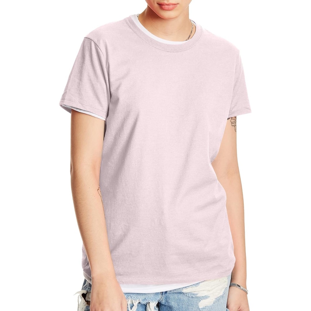 image:imageHanes Womens PerfectT Crewneck TShirt Lightweight Cotton Short Sleeve Tee for WomenPale Pink